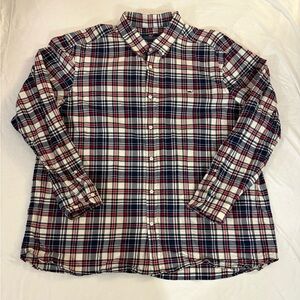 Vineyard Vines Plaid Classic Fit Button Up Whale Shirt Men's 2XL XXL Red Blue